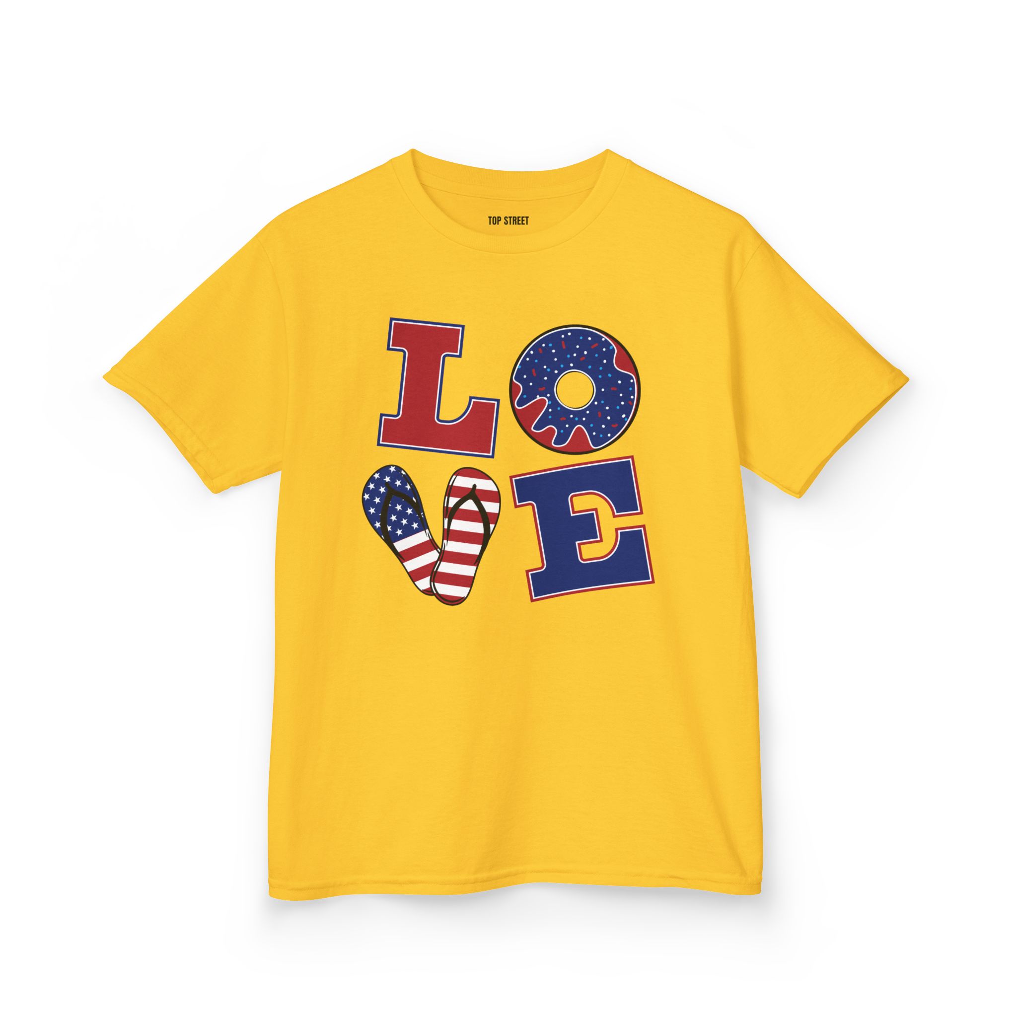 kids' patriotic "love" t shirt usa flag design kids' patriotic "love" t shirt usa flag design