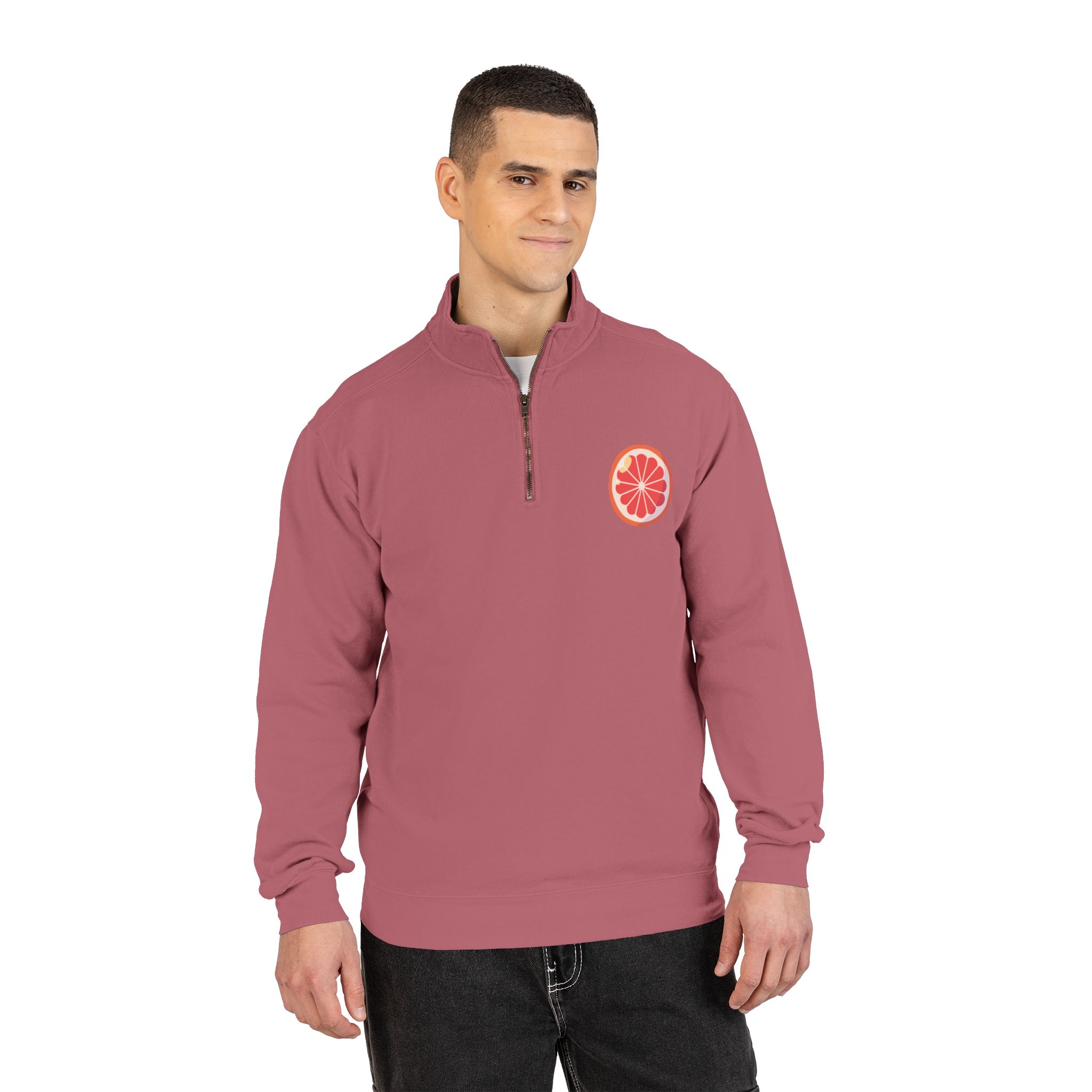 grapefruit patch quarter‑zip sweatshirt grapefruit patch quarter‑zip sweatshirt