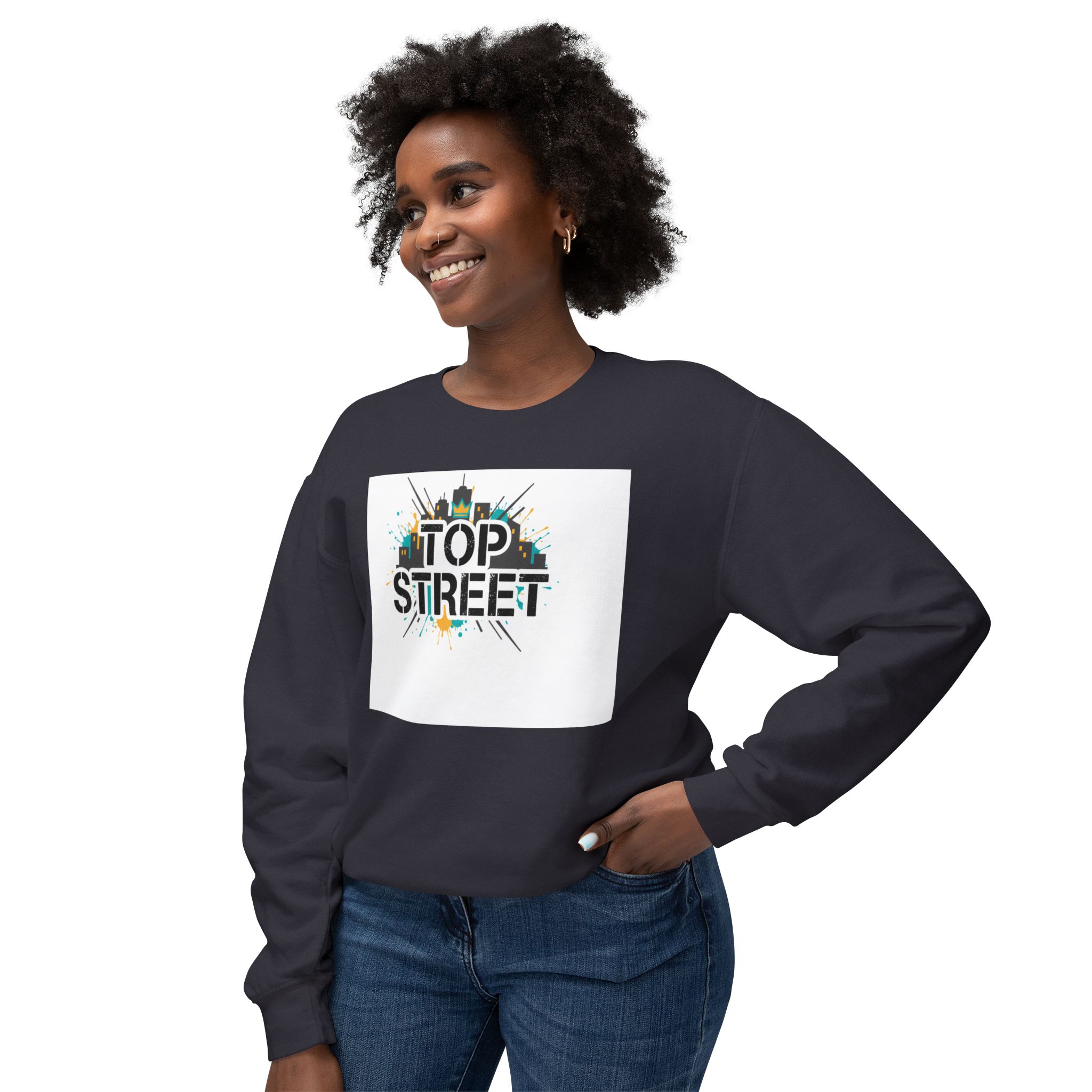 top street crewneck sweatshirt — urban skyline graphic top street crewneck sweatshirt — urban skyline graphic