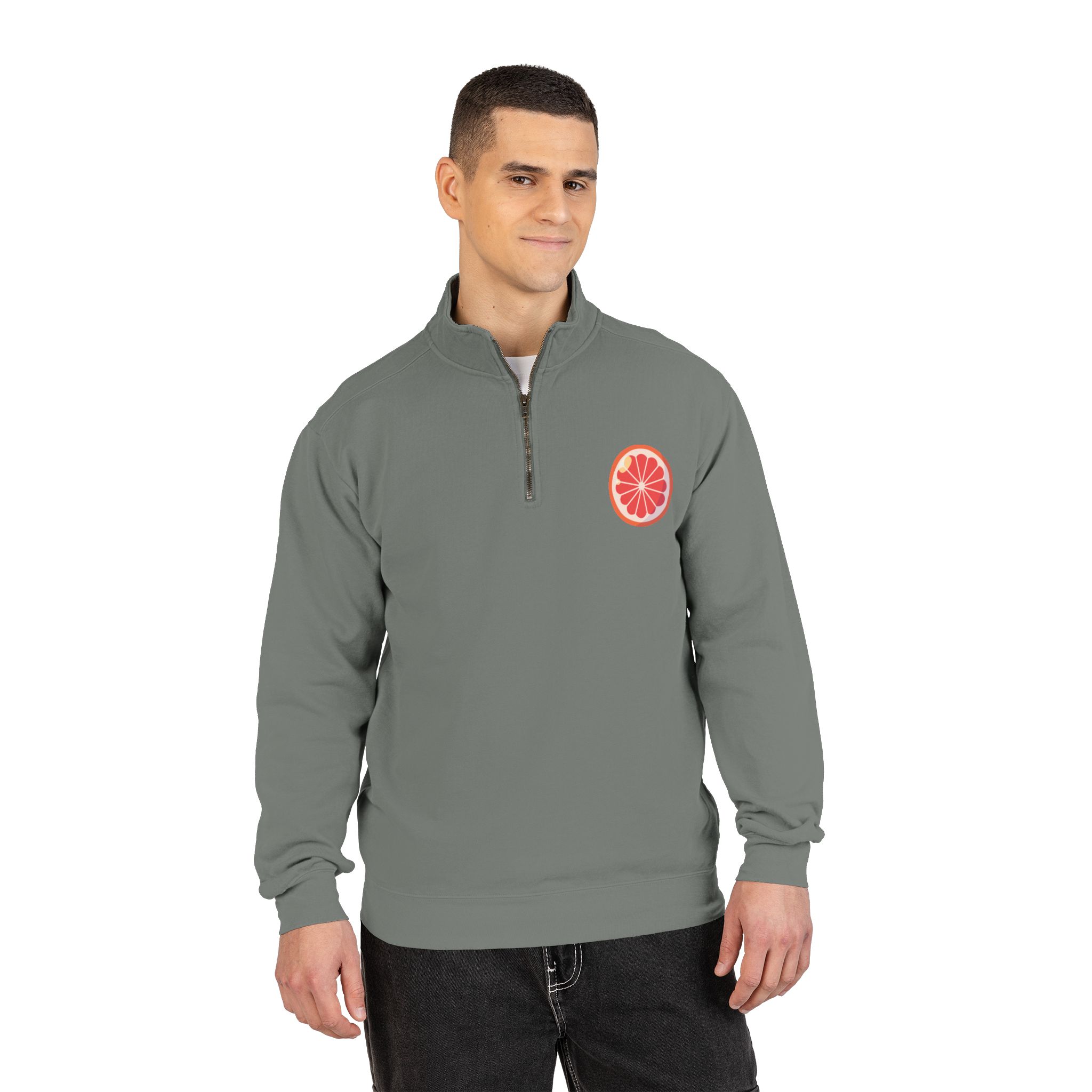 grapefruit patch quarter‑zip sweatshirt grapefruit patch quarter‑zip sweatshirt