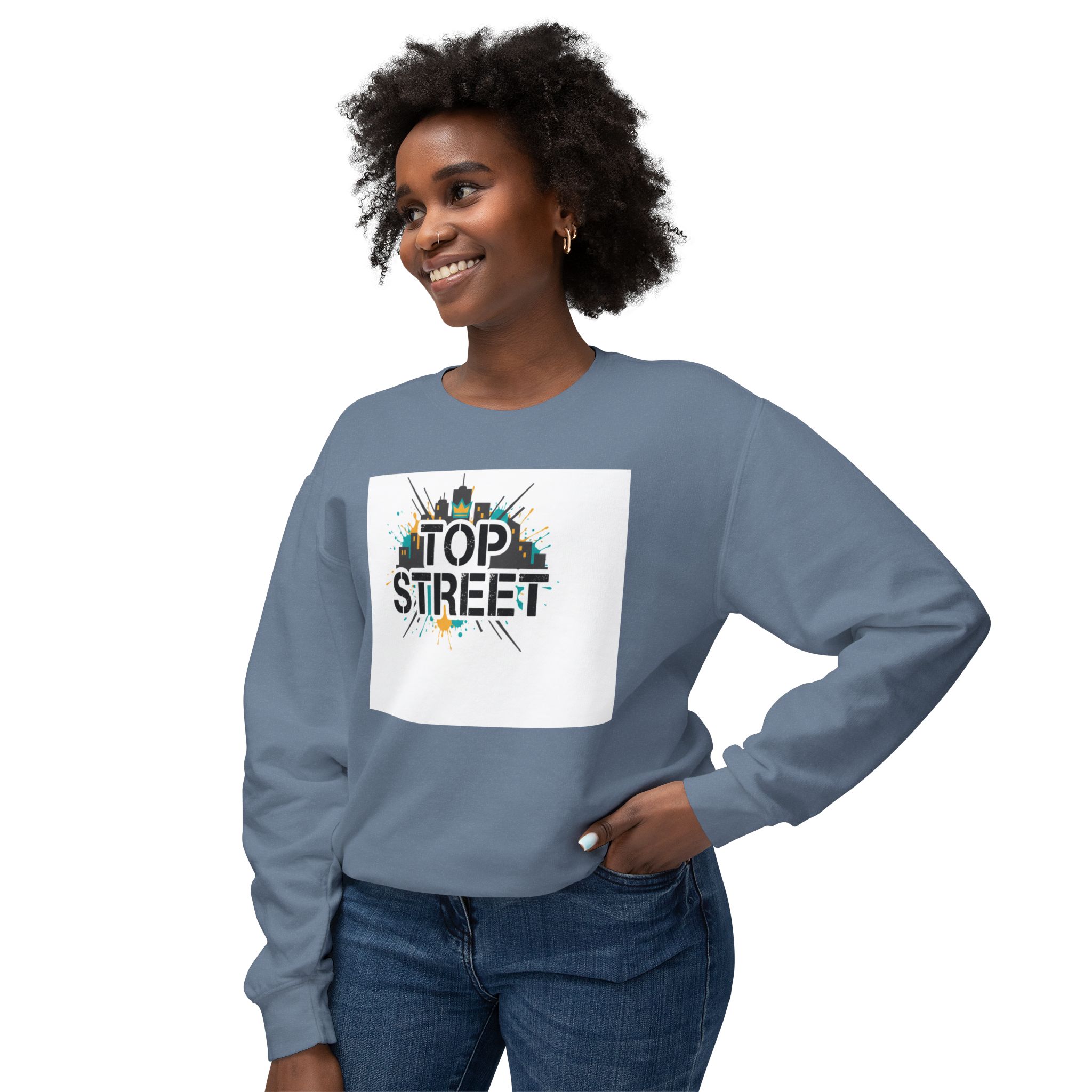 top street crewneck sweatshirt — urban skyline graphic top street crewneck sweatshirt — urban skyline graphic