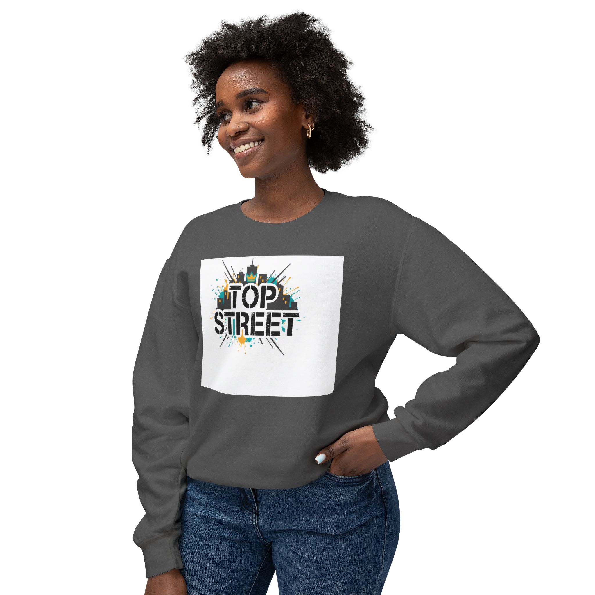 top street crewneck sweatshirt — urban skyline graphic top street crewneck sweatshirt — urban skyline graphic