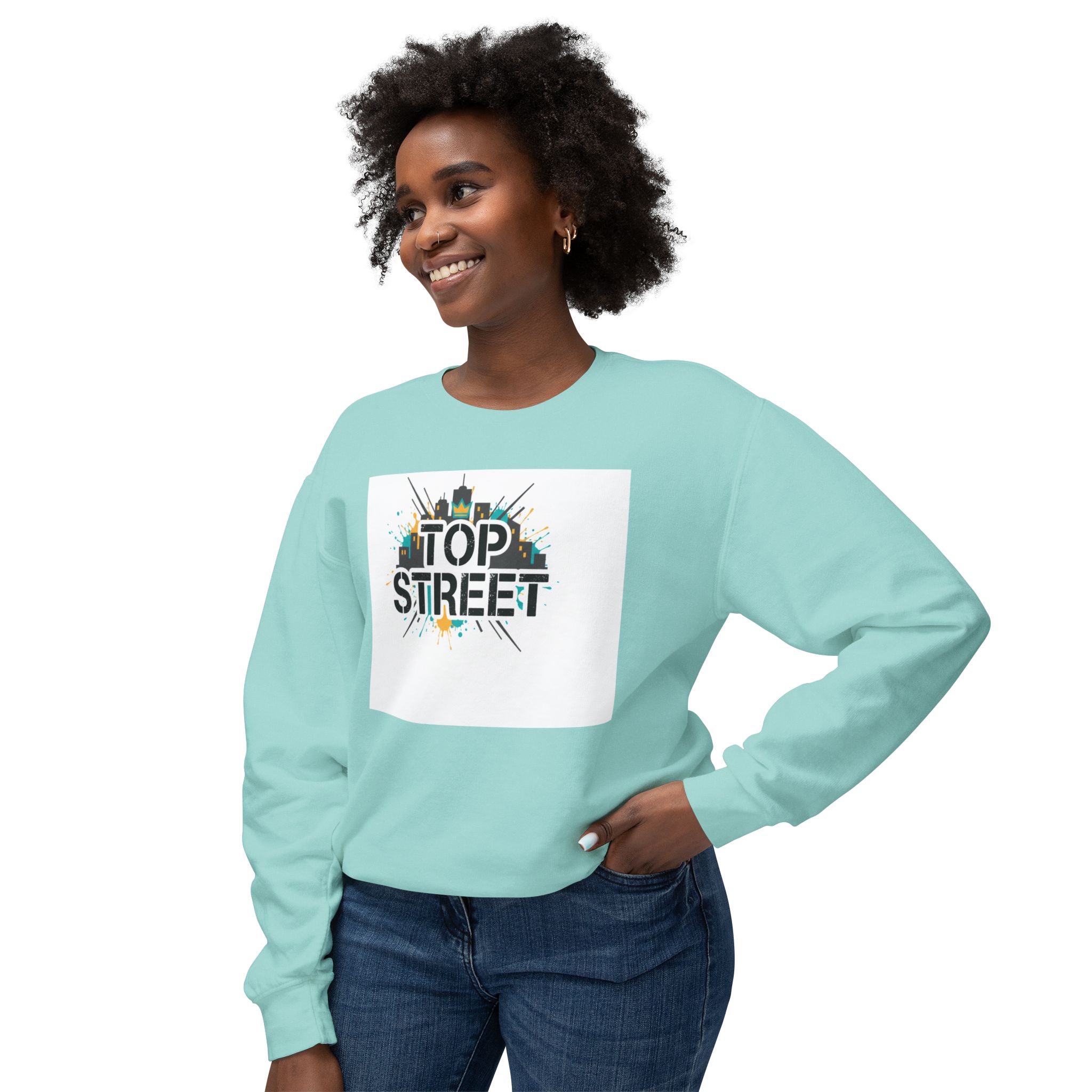 top street crewneck sweatshirt — urban skyline graphic top street crewneck sweatshirt — urban skyline graphic