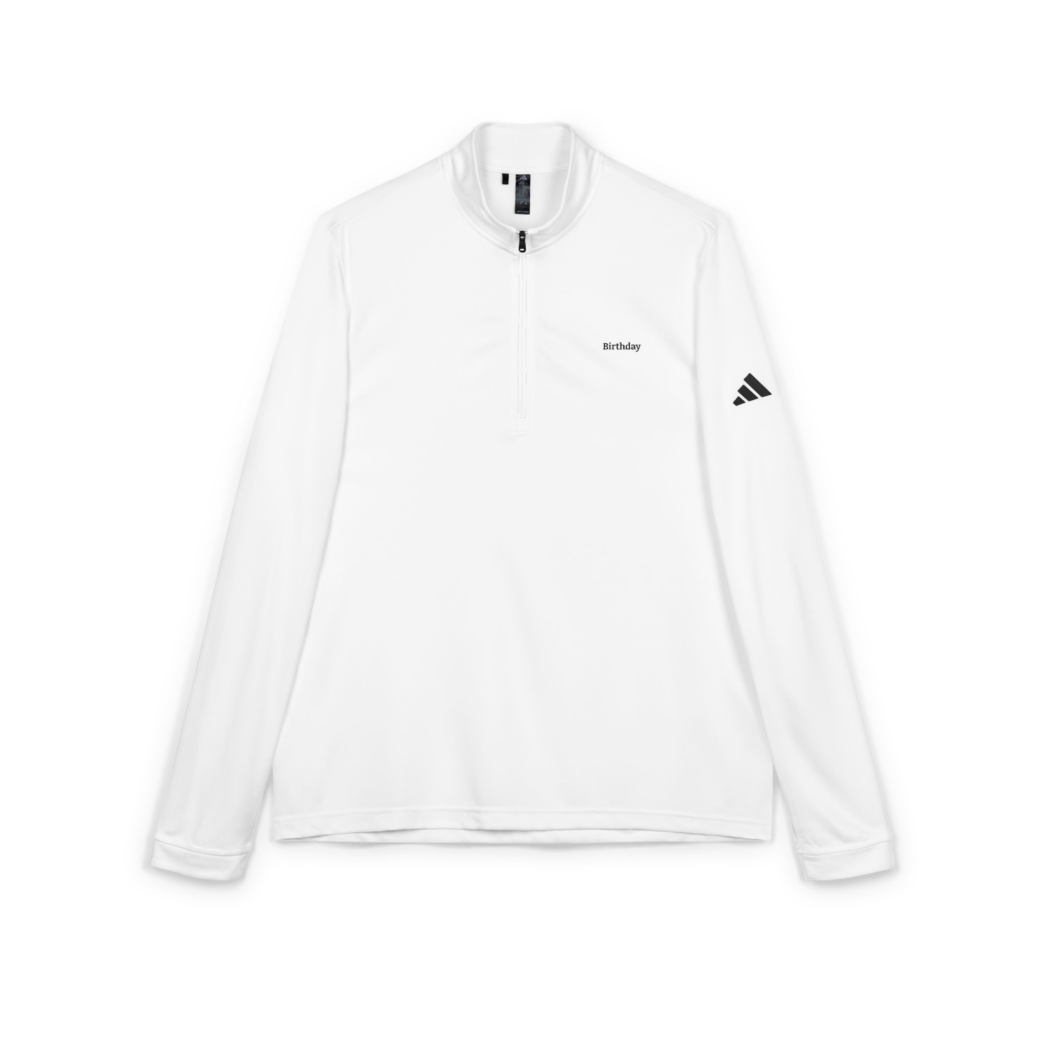 white adidas quarter zip pullover — embroidered logo performance top white adidas quarter zip pullover — embroidered logo performance top