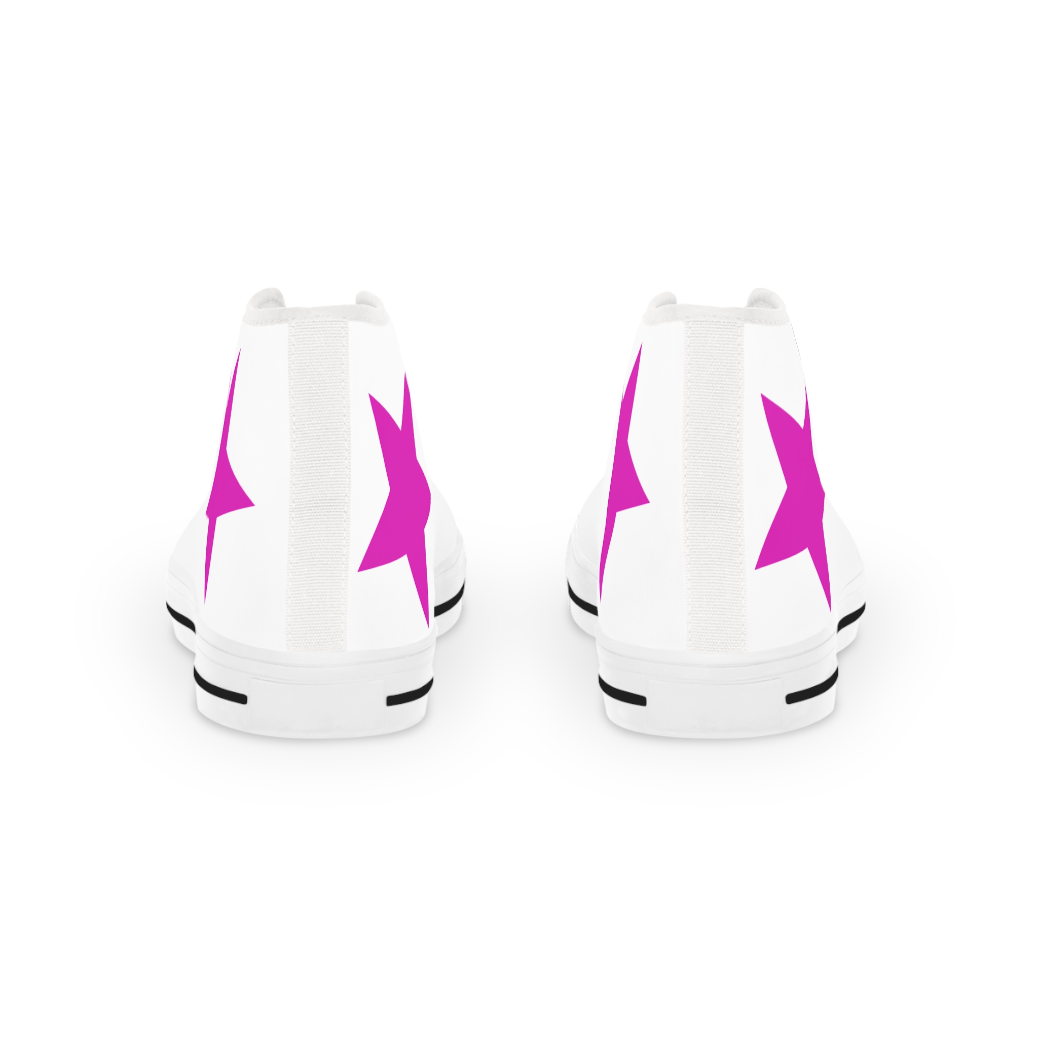 high top sneakers — white canvas with pink star accent high top sneakers — white canvas with pink star accent