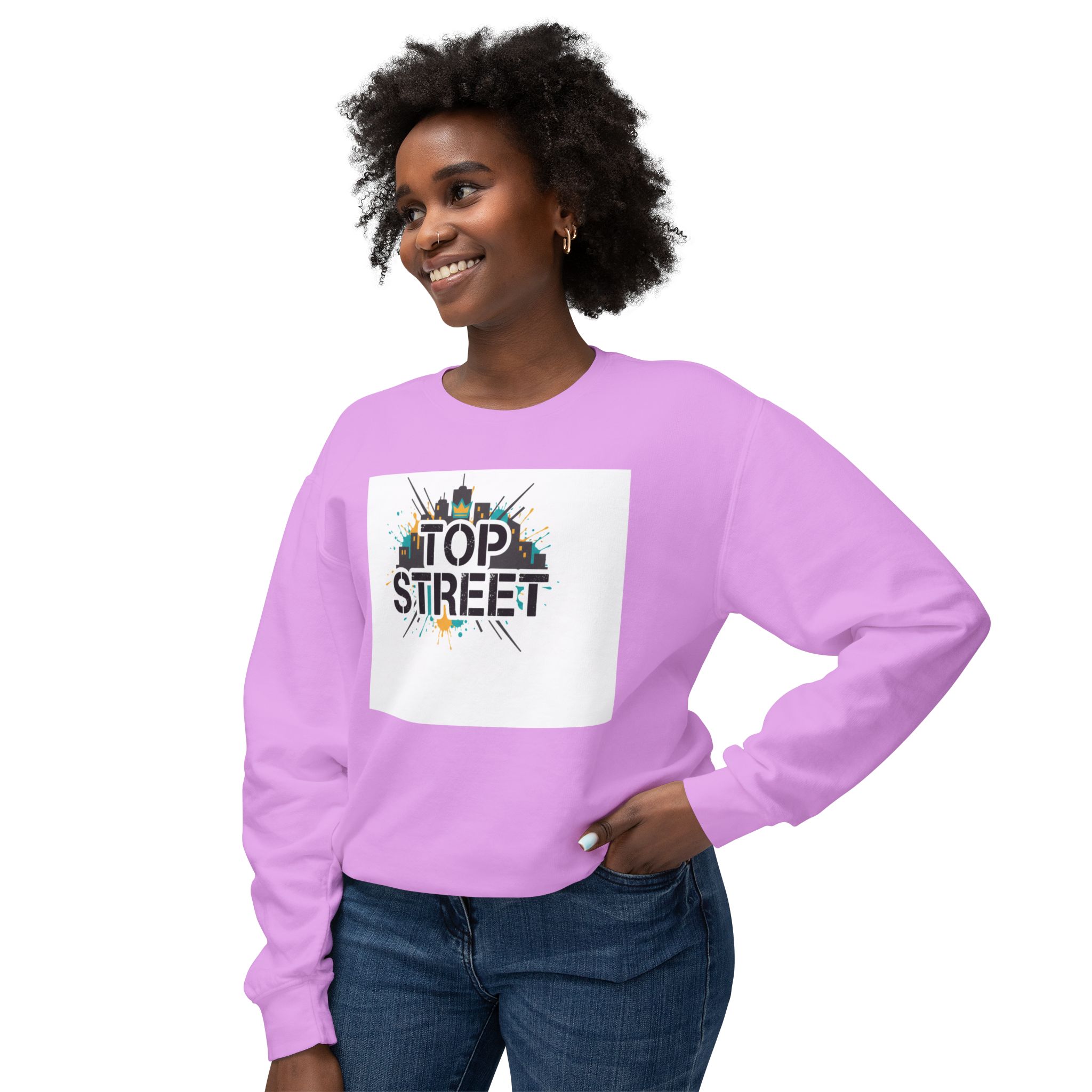 top street crewneck sweatshirt — urban skyline graphic top street crewneck sweatshirt — urban skyline graphic