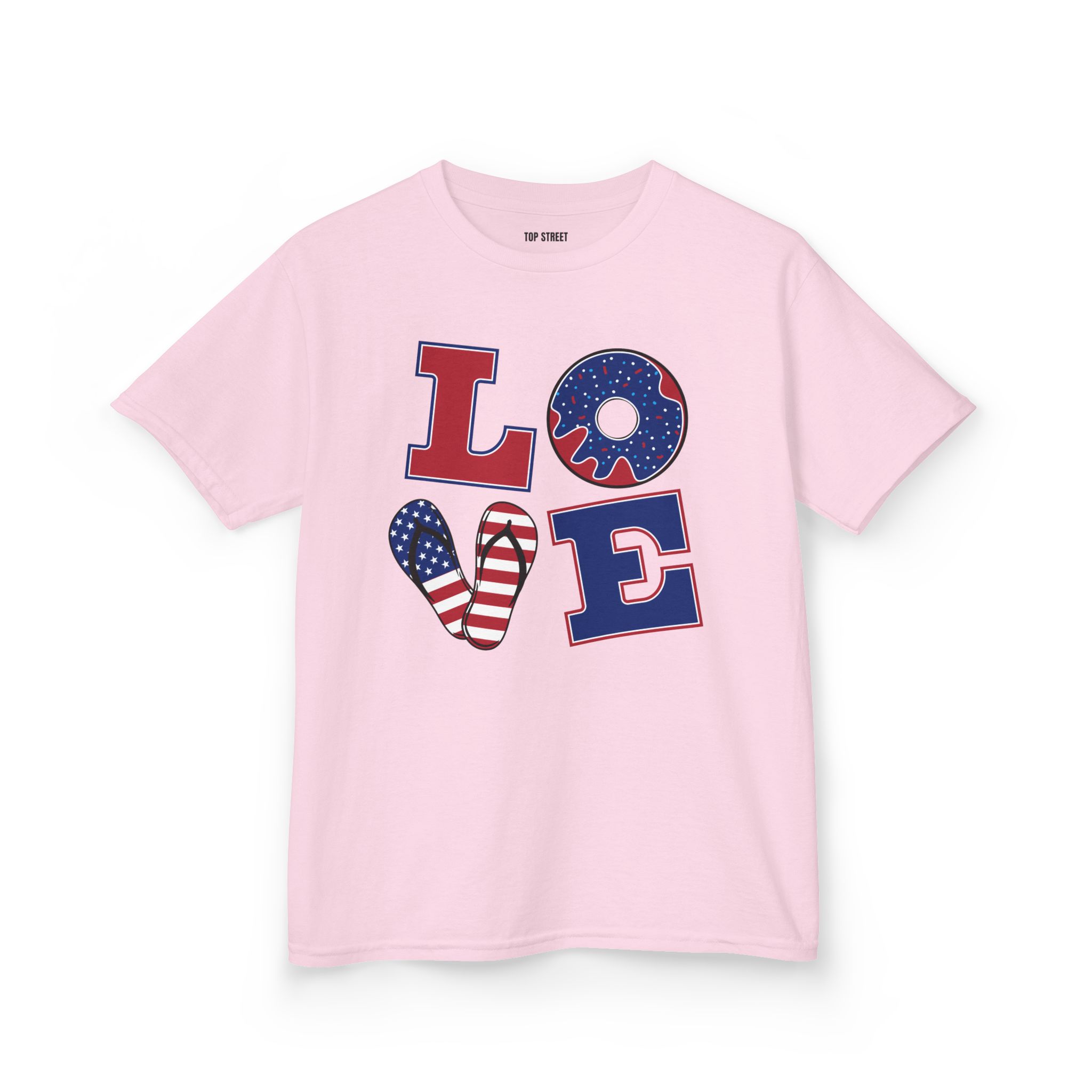 kids' patriotic "love" t shirt usa flag design kids' patriotic "love" t shirt usa flag design