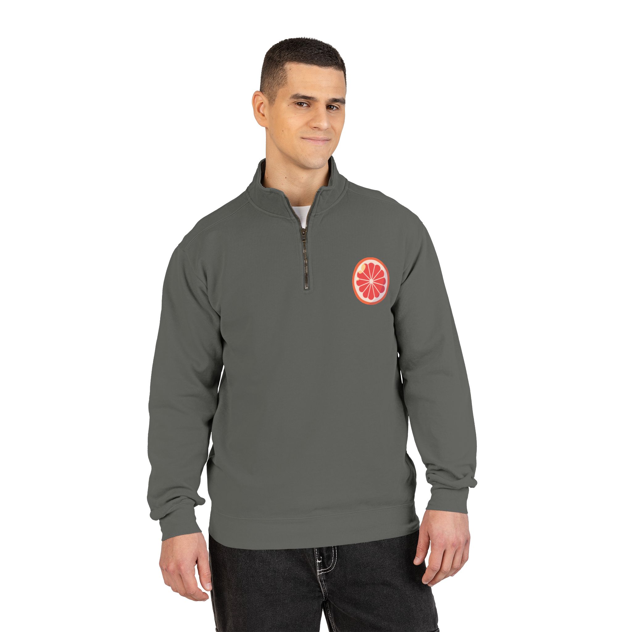 grapefruit patch quarter‑zip sweatshirt grapefruit patch quarter‑zip sweatshirt