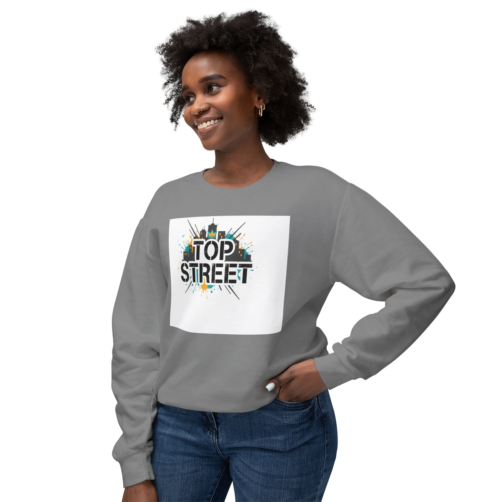 top street crewneck sweatshirt — urban skyline graphic top street crewneck sweatshirt — urban skyline graphic