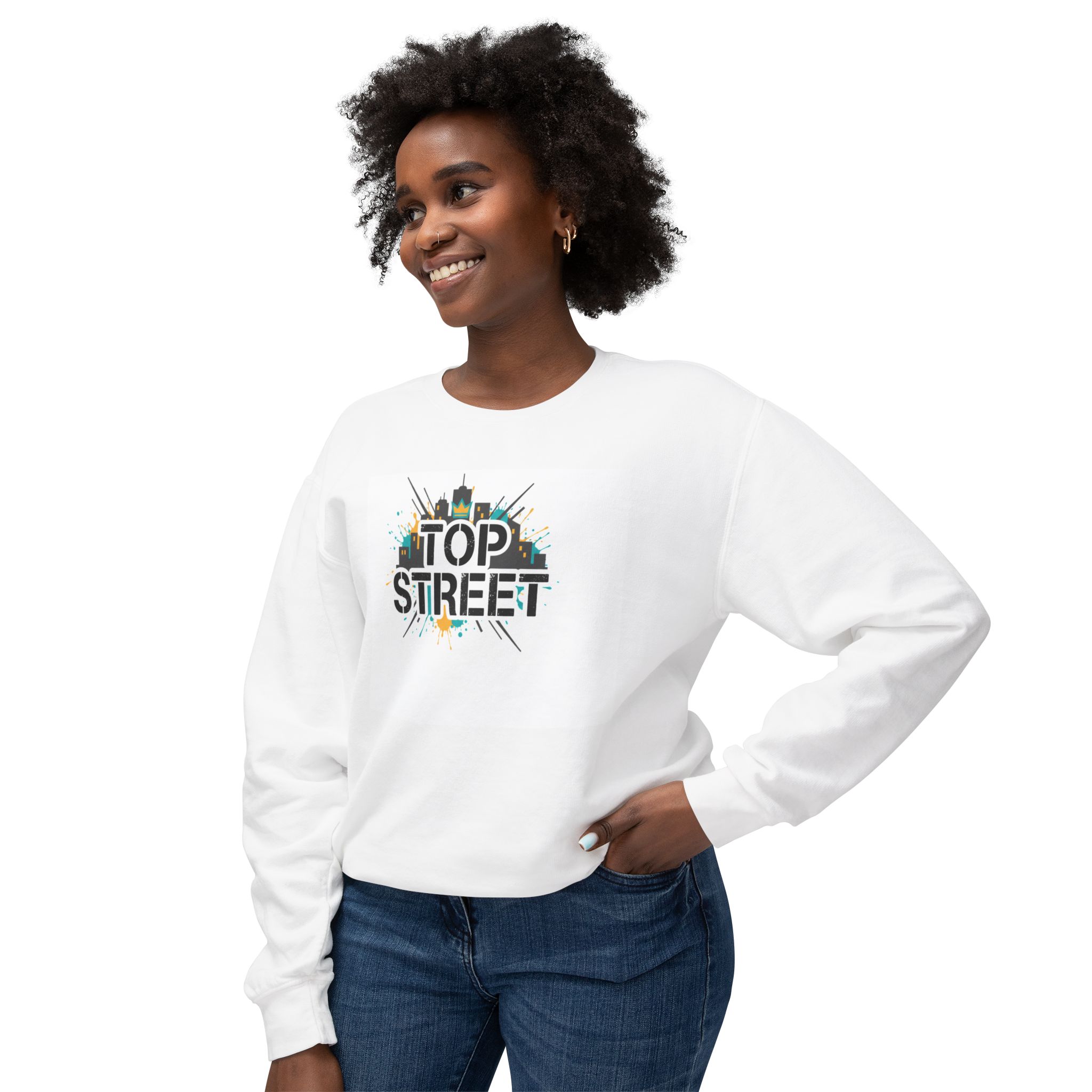 top street crewneck sweatshirt — urban skyline graphic top street crewneck sweatshirt — urban skyline graphic