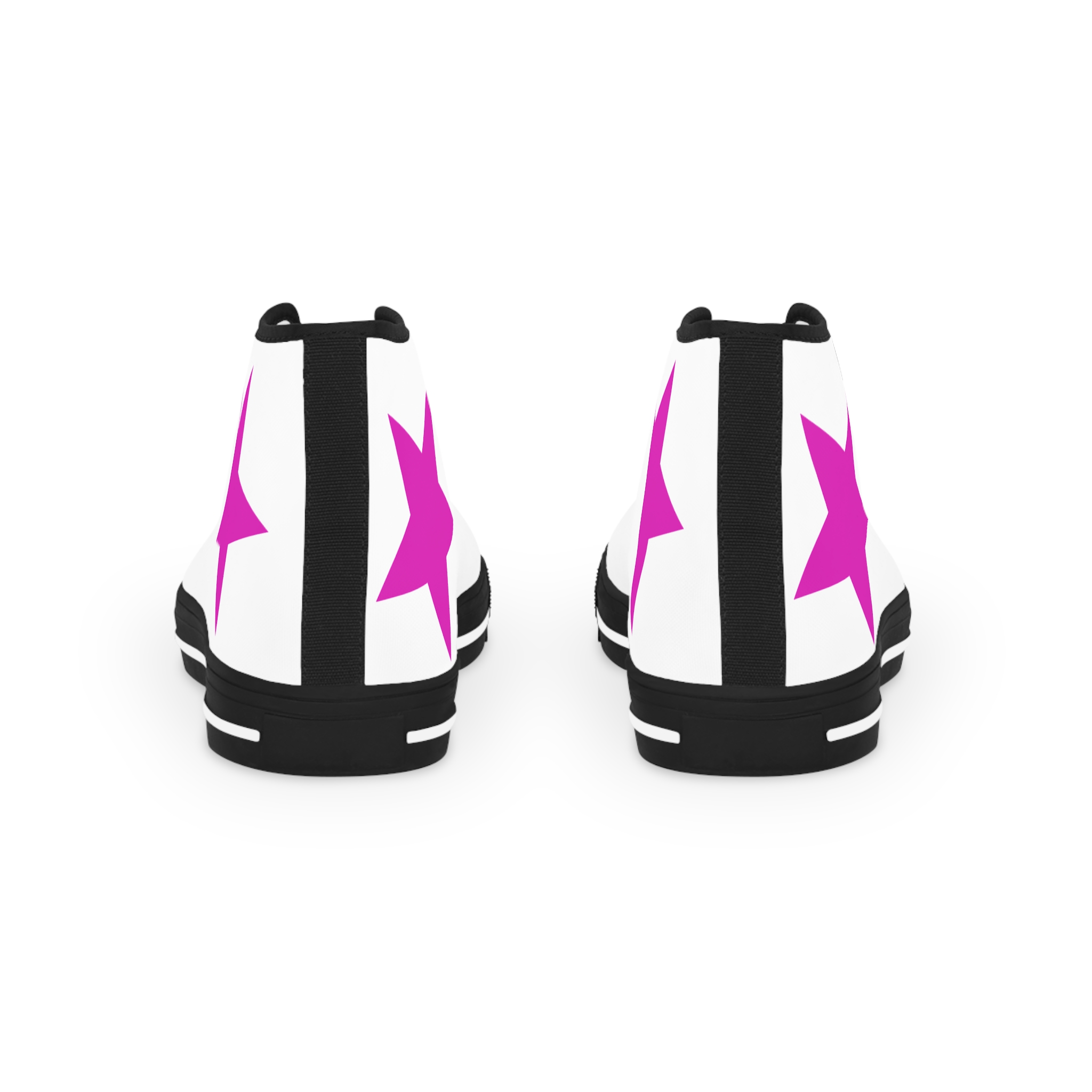 high top sneakers — white canvas with pink star accent high top sneakers — white canvas with pink star accent
