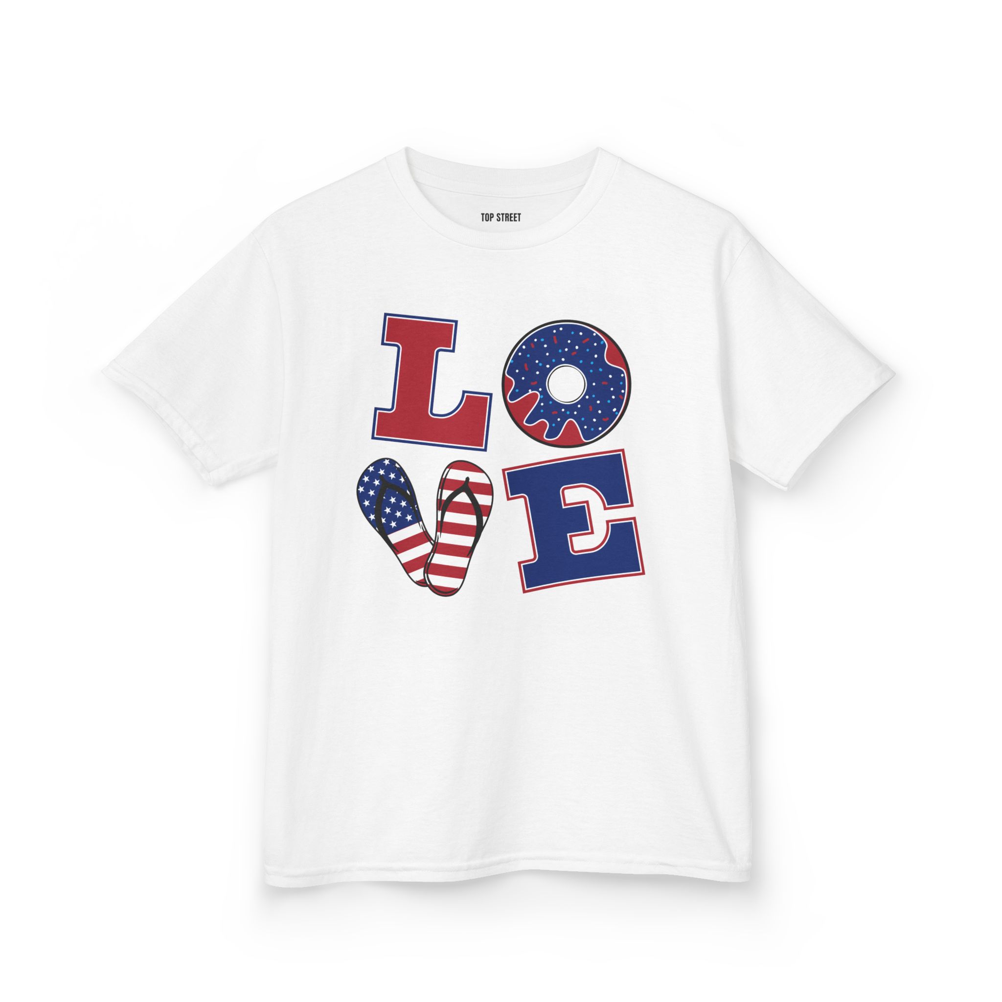 kids' patriotic "love" t shirt usa flag design kids' patriotic "love" t shirt usa flag design