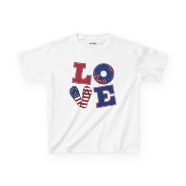 kids' patriotic "love" t shirt usa flag design
